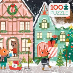 Festive Foxes Christmas Children's Puzzles By Ceaco