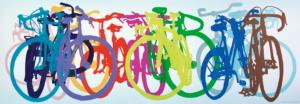 Colourful Row Panoramic Puzzle Bicycle Panoramic Puzzle By Heye