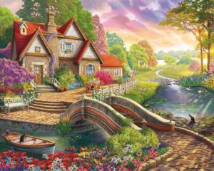 Cozy Cottage By the River Cabin & Cottage Large Piece By Ceaco