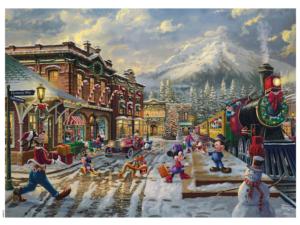 Candy Cane Express, Thomas Kinkade Holiday Mickey & Friends Jigsaw Puzzle By Ceaco