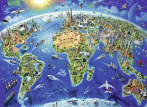 World Landmarks Map Maps & Geography Children's Puzzles By Ravensburger