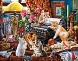 Kittens in the Writer's Office Around the House Large Piece By SunsOut