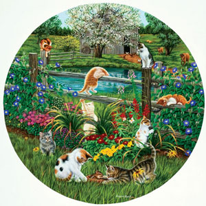 Cats at Play Cats Round Jigsaw Puzzle By SunsOut