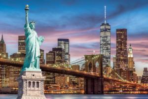 The Statue of Liberty and Brooklyn Bridge New York Jigsaw Puzzle By Tomax Puzzles