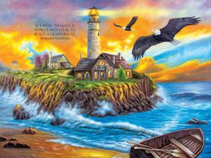 Sunset Cove Lighthouse Sunrise & Sunset Jigsaw Puzzle By RoseArt