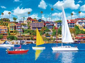 Recreational Sailboats Newport Bay at Newport Beach, CA Beach & Ocean Jigsaw Puzzle By Kodak