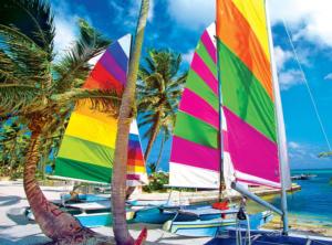 Colorful Sailboats On A Beach Beach & Ocean Jigsaw Puzzle By Kodak