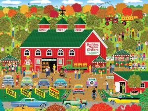 Bobbing Apple Orchard Farm Fall Jigsaw Puzzle By RoseArt