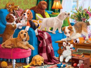 Puzzle Collector - Playful Puppies Around the House Jigsaw Puzzle By RoseArt