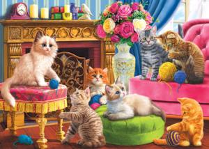 Kittens by the Fireplace Around the House Jigsaw Puzzle By RoseArt