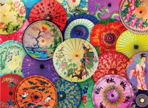 Asian Oil Paper Umbrellas Pattern & Geometric Impossible Puzzle By Eurographics