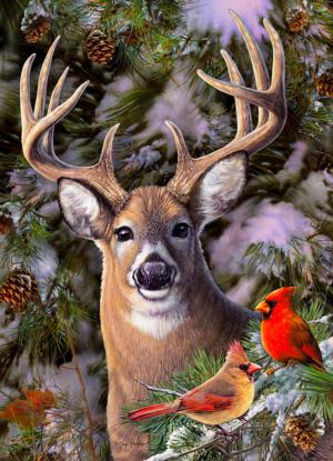One Deer Two Cardinals Birds Jigsaw Puzzle By Cobble Hill