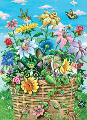 Peek-A-Boo Cat Flower & Garden Large Piece By Eurographics