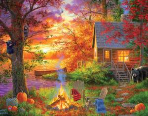 Sunset Serenity Cabin & Cottage Jigsaw Puzzle By RoseArt