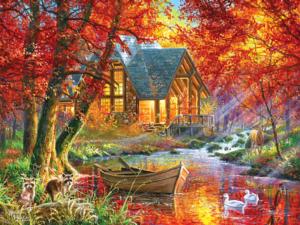 Vibrant Morning Cabin & Cottage Large Piece By RoseArt