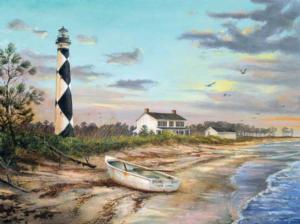 Sunset at Cape Lookout Lighthouse Jigsaw Puzzle By Heritage Puzzles
