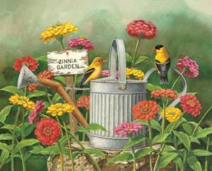 Zinnia Garden Flower & Garden Jigsaw Puzzle By Heritage Puzzles