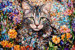 Tinker in the Flower Garden Cats Jigsaw Puzzle By Goodway Puzzles