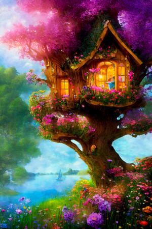My Summer Treehouse by the Lake Flower & Garden Jigsaw Puzzle By Goodway Puzzles