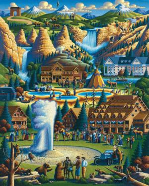 Yellowstone National Park Folk Art Jigsaw Puzzle By Dowdle Folk Art