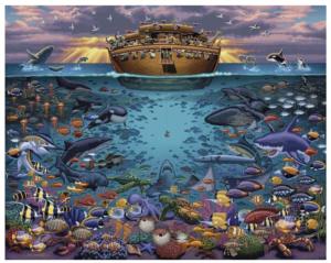 Noah's Ark Under the Sea Folk Art Jigsaw Puzzle By Dowdle Folk Art