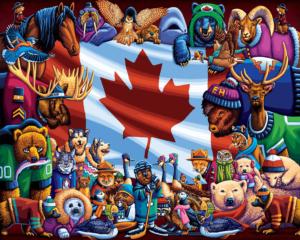 Animals of Canada Folk Art Jigsaw Puzzle By Dowdle Folk Art