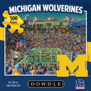 Michigan Wolverines Folk Art Jigsaw Puzzle By Dowdle Folk Art