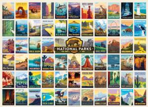 National Parks - Vintage Collage Poster Art  - Scratch and Dent National Parks Jigsaw Puzzle By MasterPieces