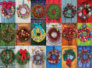 Holiday Wreaths Pattern & Geometric Jigsaw Puzzle By White Mountain
