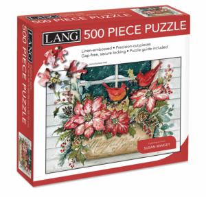 Poinsettia Window Box Christmas Jigsaw Puzzle By Lang