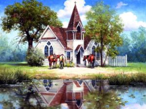 Reflections of a Country Church Countryside Jigsaw Puzzle By SunsOut