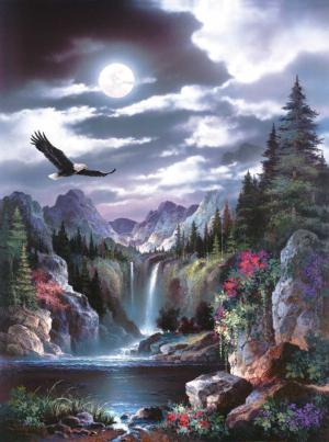 Moonlit Eagle Lakes & Rivers Jigsaw Puzzle By SunsOut