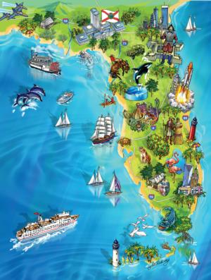 Florida Map Beach & Ocean Jigsaw Puzzle By SunsOut