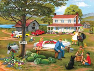 Family Cookout Around the House Large Piece By SunsOut
