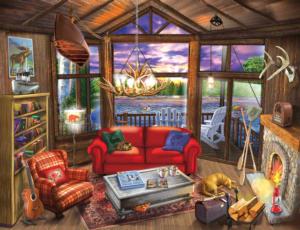 Evening at the Lake Cabin & Cottage Jigsaw Puzzle By SunsOut