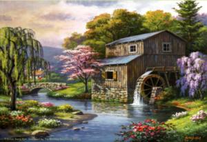 Spring at the Mill Lakes & Rivers Large Piece By SunsOut