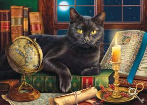 Black Cat by Candlelight Books & Reading Jigsaw Puzzle By SunsOut
