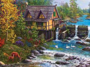 Mill by the Stream Lakes & Rivers Jigsaw Puzzle By SunsOut