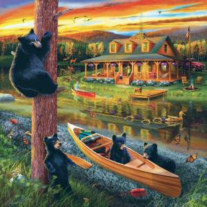 25 Bear Family Adventure Cabin & Cottage Jigsaw Puzzle By SunsOut