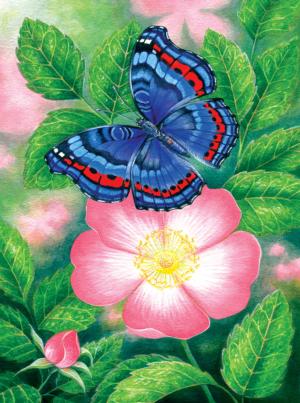Blue Butterfly Flower & Garden Jigsaw Puzzle By SunsOut