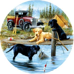 Camping Trip Lakes & Rivers Round Jigsaw Puzzle By SunsOut