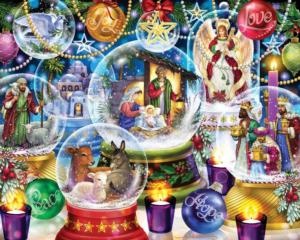 Nativity Snow Globes Christmas Jigsaw Puzzle By Vermont Christmas Company