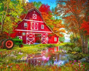 Autumn at the Old Barn Fall Jigsaw Puzzle By Vermont Christmas Company