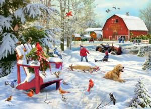 The Farm at Christmas     Christmas Jigsaw Puzzle By Vermont Christmas Company
