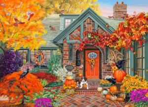 Autumn Welcome Around the House Jigsaw Puzzle By Vermont Christmas Company
