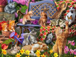 Cats Galore Flower & Garden Jigsaw Puzzle By Vermont Christmas Company