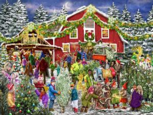 Christmas Barn Christmas Jigsaw Puzzle By Vermont Christmas Company
