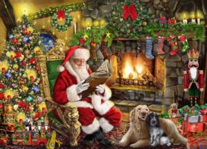 Fireside Santa Christmas Jigsaw Puzzle By Vermont Christmas Company
