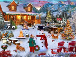 Christmas Cabin Cabin & Cottage Jigsaw Puzzle By Vermont Christmas Company