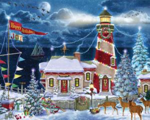 Christmas Lighthouse Christmas Jigsaw Puzzle By Vermont Christmas Company